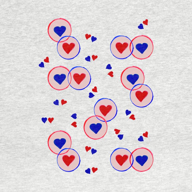 Red and Blue Hearts - Pink by MitaDreamDesign